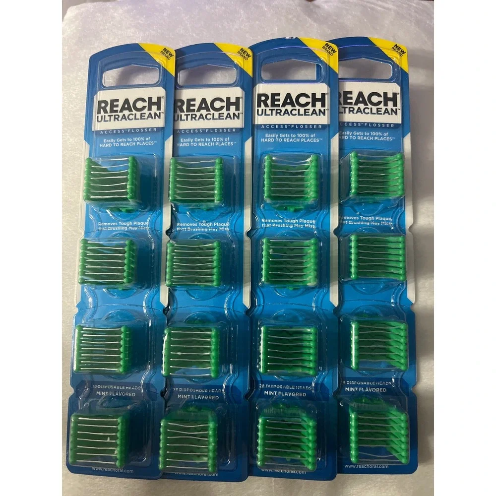 4 Pack Reach Ultraclean Access Flosser Refill Heads Mint 28ct Each 112 Total